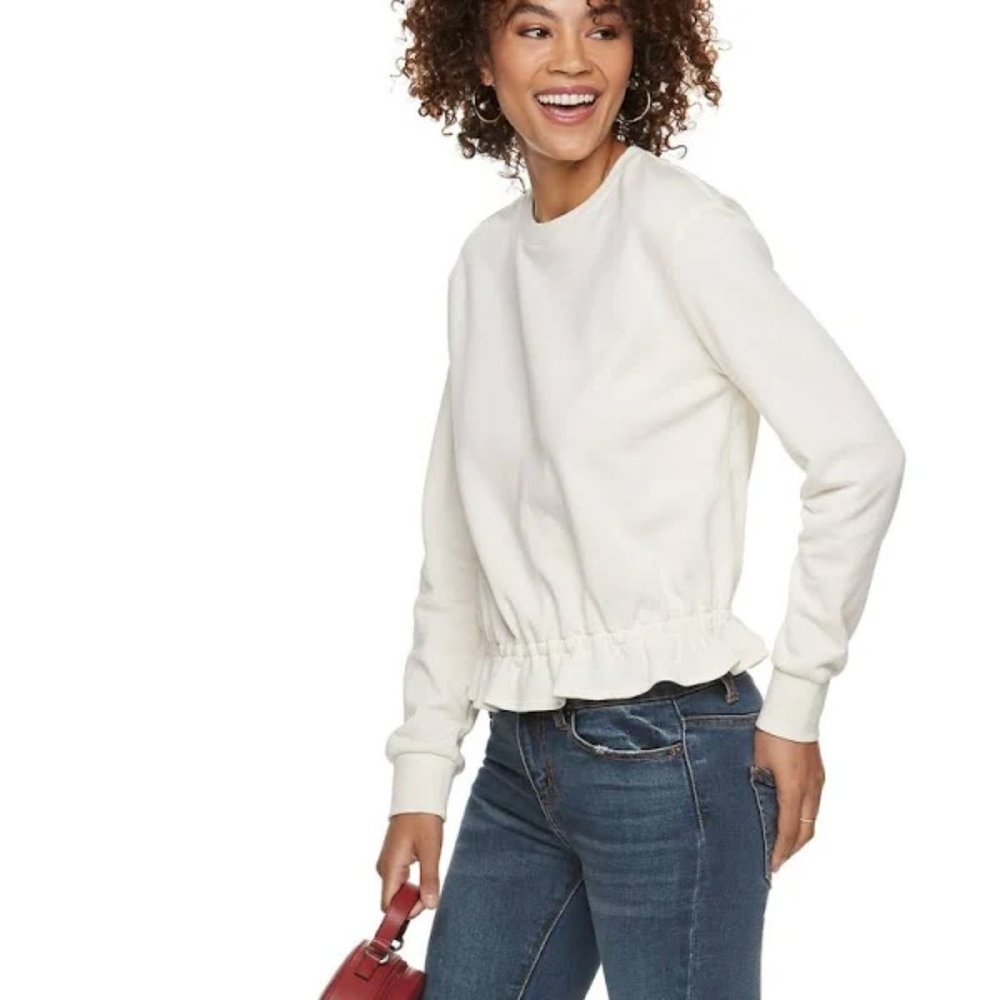 POPSUGAR ruffle bottom sweater